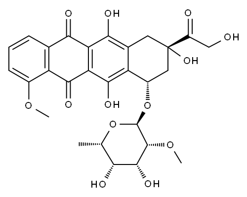 7(O)-(6-Deoxy-2-O-methyl-alpha-L-talopyranosyl)adriamycinone Structure