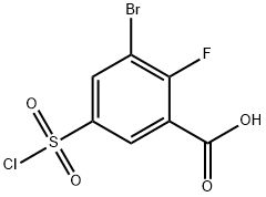 3-ブロモ-2-フルオロ-5-(クロロスルホニル)安息香酸 化学構造式
