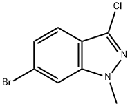 6-ブロモ-3-クロロ-1-メチル-1H-インダゾール 化学構造式