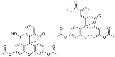 5(6)-CFDA (5-(AND-6)-CARBOXYFLUORESCEIN 化学構造式