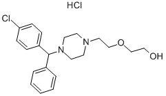 2-[2-[4-[(4-CHLOROPHENYL)PHENYLMETHYL]PIPERAZIN-1-YL]ETHOXY]ETHANOL HYDROCHLORIDE, 1244-76-4, 结构式
