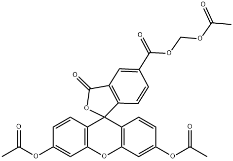 5-CFDA, AM [二酢酸5-カルボキシフルオレセイン, アセトキシメチルエステル] 化学構造式