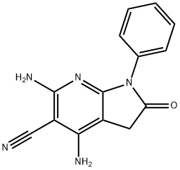 4,6-二氨基-2-氧代-1-苯基-2,3-二氢-1H-吡咯烷并[2,3-B]吡啶-5-甲腈, 124476-81-9, 结构式
