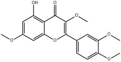 3,7,3',4'-テトラメトキシ-5-ヒドロキシフラボン 化学構造式