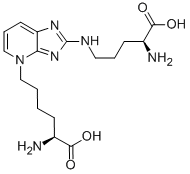 (2S)-2-amino-6-[8-[[(4S)-4-amino-4-carboxy-butyl]amino]-2,7,9-triazabicyclo[4.3.0]nona-3,5,7,9-tetraen-2-yl]hexanoic acid Struktur