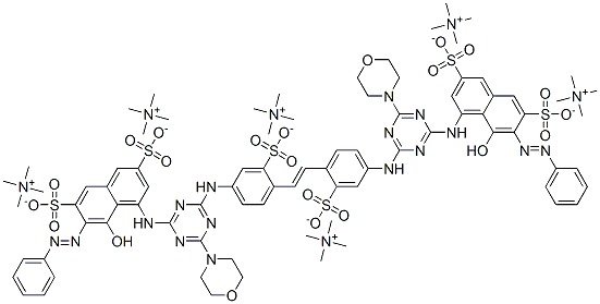 Methanaminium, N,N,N-trimethyl-, salt with 4,4-1,2-ethenediylbis(3-sulfo-4,1-phenylene)imino6-(4-morpholinyl)-1,3,5-triazine-4,2-diyliminobis5-hydroxy-6-(phenylazo)-2,7-naphthalenedisulfonic acid (6:1) Structure