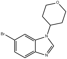 6-ブロモ-1-(テトラヒドロ-2H-ピラン-4-イル)-1H-ベンゾ[D]イミダゾール 化学構造式