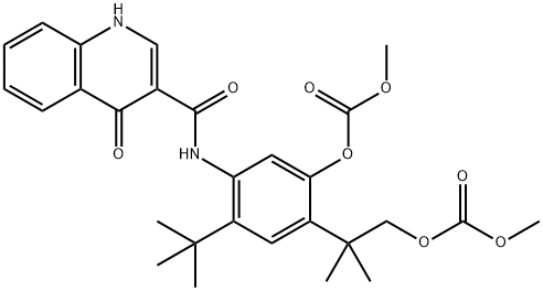 Carbonic acid, 5-[[(1,4-dihydro-4-oxo-3-quinolinyl)carbonyl]aMino]-4-(1,1-diMethylethyl)-2-[2-[(Methoxycarbonyl)oxy]-1,1-diMethylethyl]phenyl Methyl ester 结构式