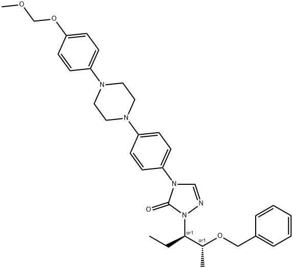 2-[(1S,2S)-1-Ethyl-2-(phenylmethoxy)propyl]-2,4-dihydro-4-[4-[4-(4-O-methoxymethyl-4-hydroxyphenyl)-1-piperazinyl]phenyl]-3H-1,2,4-triazol-3-one Structure