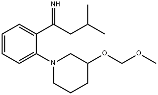 rac-3-Methyl-1-[2-(1-{3-hydroxy-3-O-methoxymethyl}piperidinyl)phenyl]butylimine Structure