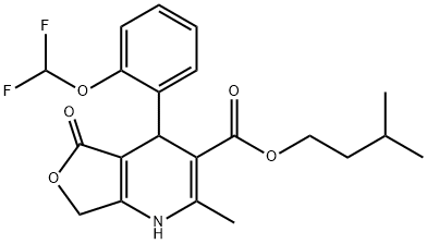 Furo(3,4-b)pyridine-3-carboxylic acid, 1,4,5,7-tetrahydro-4-(2-(difluo romethoxy)phenyl)-2-methyl-5-oxo-, 3-methylbutyl ester Structure
