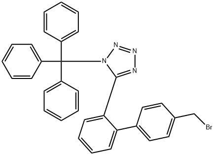 5-(4’-ブロモメチル-1,1’-ビフェニル-2-イル)-1-トリフェニル-１H-テトラゾル 化学構造式