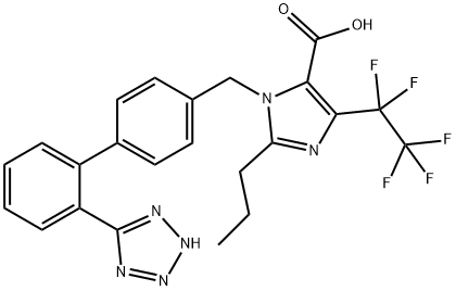 2-プロピル-4-(ペンタフルオロエチル)-1-[[2'-(1H-テトラゾール-5-イル)-1,1'-ビフェニル-4-イル]メチル]-1H-イミダゾール-5-カルボン酸 化学構造式