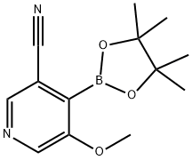 5-Methoxy-4-(4,4,5,5-tetramethyl-1,3,2-dioxaborolan-2-yl)nicotinonitrile Structure