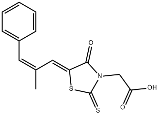 (Z,Z)-5-(2-Methyl-3-phenyl-propenylidene)-4-oxo-2-thioxo-3-thiazolidineacetic Acid Struktur
