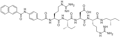 Nα-[4-(2-ナフチルカルボニルアミノ)フェニルアセチル]-L-Arg-L-Ile-L-Asp-L-Arg-[(S)-2-メチルブチル]NH2 化学構造式