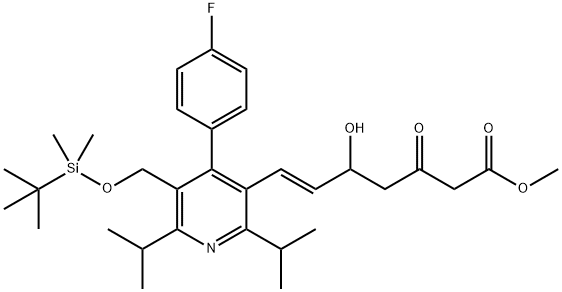 Methyl rac-(E)-7-[5-tert-Butyldimethylsilyloxymethyl-2,6-diisopropyl-4-
(4-fluorophenyl)-3-pyridinyl]-5-hydroxy-3-oxo-6-heptenoate Structure