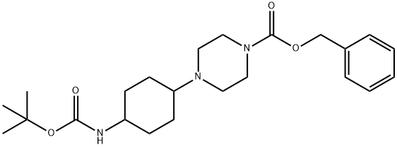 4-(4-tert-ButoxycarbonylaMino-cyclohexyl)-piperazine-1-carboxylic acid benzyl ester 化学構造式