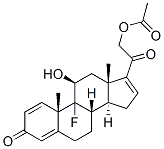 21-アセチルオキシ-9-フルオロ-11β-ヒドロキシプレグナ-1,4,16-トリエン-3,20-ジオン 化学構造式