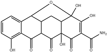 1,4,4a,5,5a,6,11,11a,12,12a-デカヒドロ-1,2,4a,7-テトラヒドロキシ-4,5,6-トリオキソ-1,11-エポキシナフタセン-3-カルボアミド 化学構造式