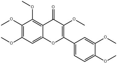 2-(3,4-ジメトキシフェニル)-3,5,6,7-テトラメトキシ-4H-1-ベンゾピラン-4-オン 化学構造式
