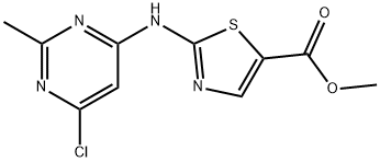 2-[(6-クロロ-2-メチル-4-ピリミジニル)アミノ]-5-チアゾールカルボン酸メチルエステル 化学構造式