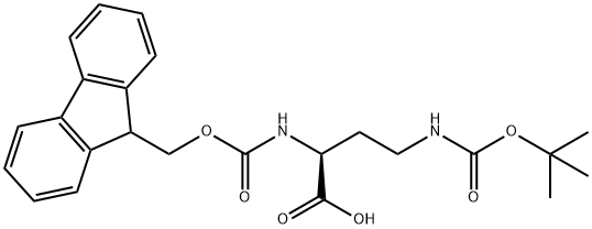 N-芴甲氧羰基-N'-叔丁氧羰基-L-2,4-二氨基丁酸 结构式