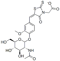 5-(4-(2-acetamido-2-deoxyglucopyranosyloxy)-3-methoxyphenylmethylene)-2-thioxothiazolidin-4-one-3-ethanoate Struktur