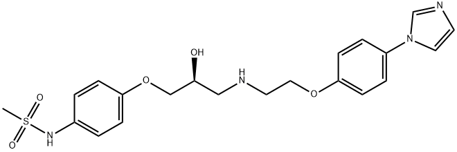 N-[4-[[(2S)-2-ヒドロキシ-3-[2-[4-(1H-イミダゾール-1-イル)フェノキシ]エチルアミノ]プロピル]オキシ]フェニル]メタンスルホンアミド 化学構造式