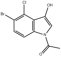 1-(5-ブロモ-4-クロロ-3-ヒドロキシ-1H-インドール-1-イル)エタノン 化学構造式