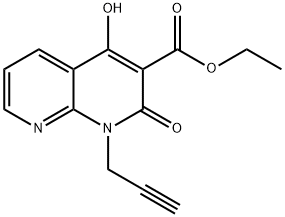 4-羟基-2-氧代-1-(丙-2-炔基)-1,2-二氢-1,8-萘啶-3-甲酸乙酯 结构式