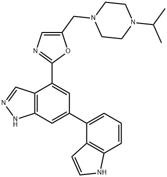 6-(1H-indol-4-yl)-4-(5-((4-isopropylpiperazin-1-yl)methyl)oxazol-2-yl)-1H-indazole Structure