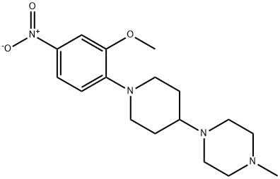 1-[1-(2-メトキシ-4-ニトロフェニル)ピペリジン-4-イル]-4-メチルピペラジン 化学構造式