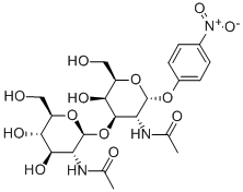2-乙酰氧基-3-O-(2-乙酰氧基-2-脱氧-B-D-吡喃糖苷)-2-脱氧-A-D-半乳糖苷-4-硝基苯酯 结构式