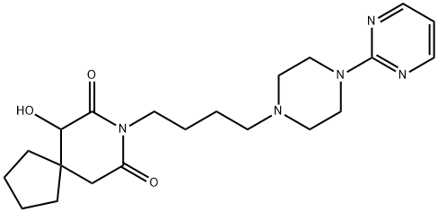 6-羟基-8-[4-(嘧啶-2-基)-1-哌嗪基丁基]-8-氮杂螺[4,5]癸烷-7,9-二酮,125481-61-0,结构式
