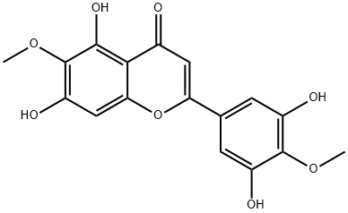 2-(3,5-ジヒドロキシ-4-メトキシフェニル)-5,7-ジヒドロキシ-6-メトキシ-4H-クロメン-4-オン 化学構造式