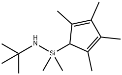 N-tert-ブチル-1,1-ジメチル-1-(2,3,4,5-テトラメチルシクロペンタ-2,4-ジエン-1-イル)シランアミン 化学構造式