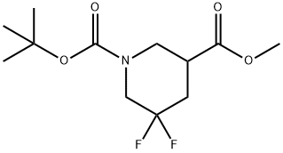 1-BOC-5,5-二氟哌啶-3-甲酸甲酯, 1255667-06-1, 结构式