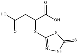 2-(5-メルカプト-1,3,4-チアジアゾール-2-イルチオ)こはく酸 化学構造式