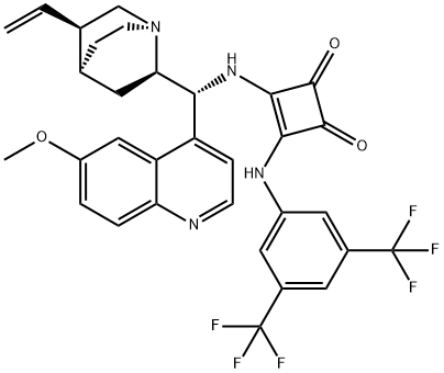 3-[[3,5-bis(trifluoroMethyl)phenyl]aMino]-4-[[(9R)-6'-Methoxycinchonan-9-yl]aMino]- 3-Cyclobutene-1,2-dione Structure