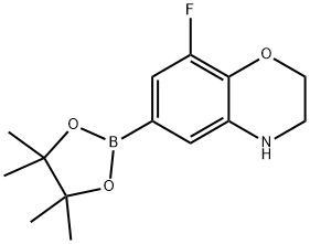 8-フルオロ-6-(4,4,5,5-テトラメチル-1,3,2-ジオキサボロラン-2-イル)-3,4-ジヒドロ-2H-ベンゾ[B][1,4]オキサジン 化学構造式