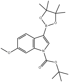 1-BOC-6-METHOXYINDOLE-3-BORONIC ACID, PINACOL ESTER 结构式
