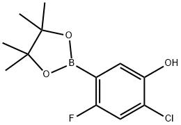 2-Chloro-4-fluoro-5-(4,4,5,5-tetramethyl-1,3,2-dioxaborolan-2-yl)phenol Structure