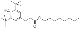 オクチル-3,5-ジ-tert-ブチル-4-ヒドロキシ-ヒドロ肉桂酸 化学構造式