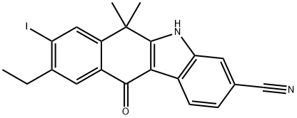 9-乙基-6,6-二甲基-8-碘-11-氧代-6,11-二氢-5H-苯并[b]咔唑-3-甲腈 结构式