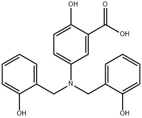 5-[ビス[(2-ヒドロキシフェニル)メチル]アミノ]-2-ヒドロキシ安息香酸 化学構造式