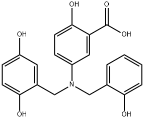 5-[(2,5-ジヒドロキシベンジル)(2-ヒドロキシベンジル)アミノ]-2-ヒドロキシ安息香酸 化学構造式