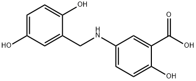 5-(2,5-ジヒドロキシベンジルアミノ)-2-ヒドロキシ安息香酸 化学構造式