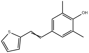 2,6-dimethyl-4-(2-(2-thienyl)ethenyl)phenol 化学構造式