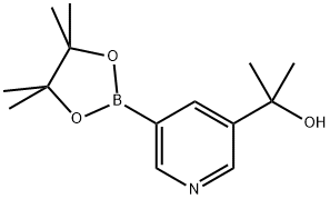 2-(5-(4,4,5,5-テトラメチル-1,3,2-ジオキサボロラン-2-イル)ピリジン-3-イル)プロパン-2-オール 化学構造式